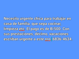 Se necesita doméstica