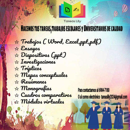 Realizo trabajos escolares y Universitarios de calidad.